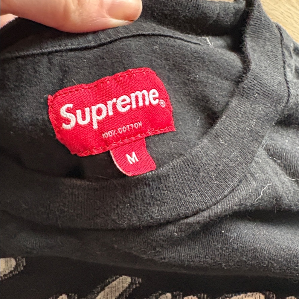 Supreme Intarsia Script Black Tee - image 5